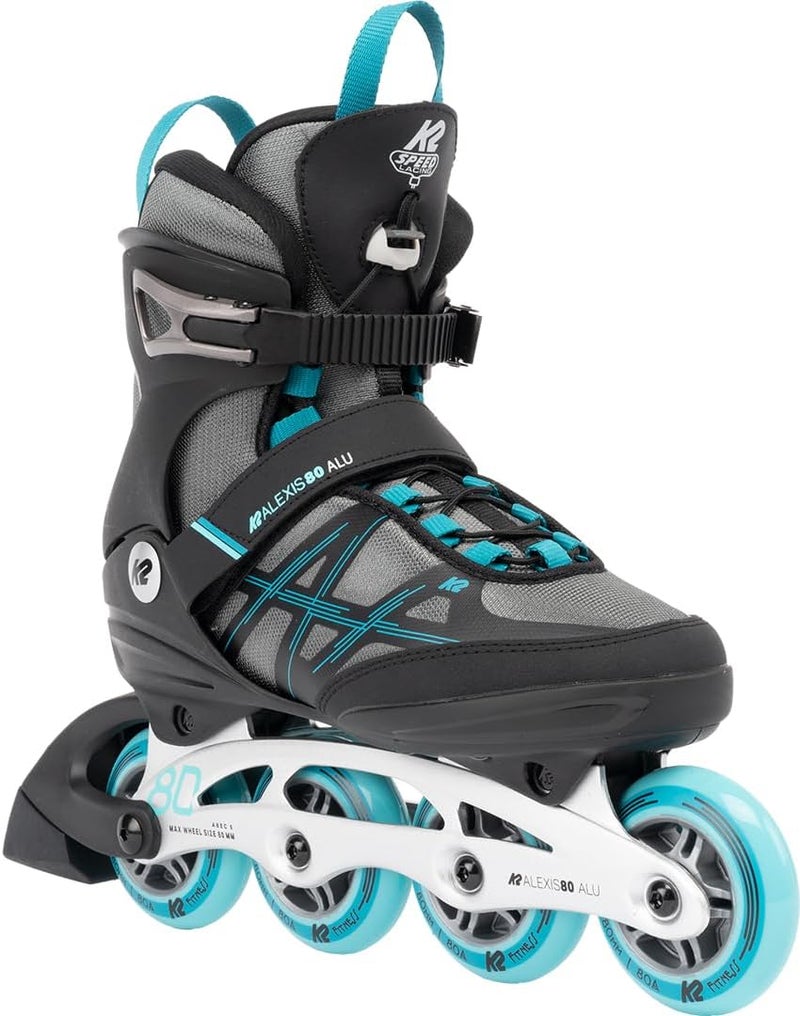 K2 Alexis 80 ALU Gray-Cyan Womens Inline Skates - Image 3